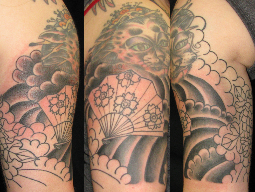  Japanese Inspired Tattoos with tags asian chrysanthemum clouds fan 