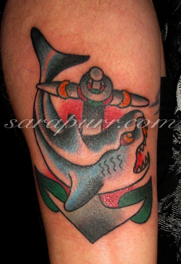  old school sailor jerry shark tattoo traditional on December 28 