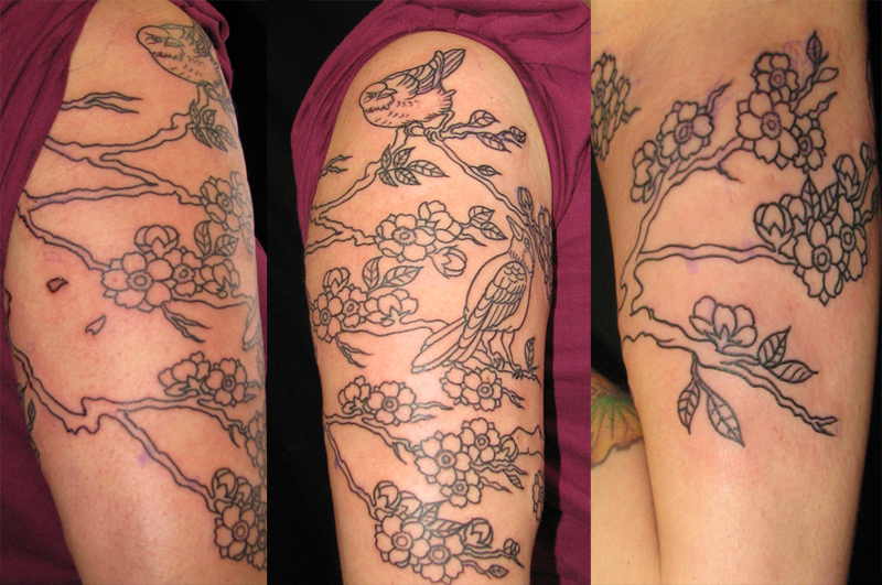 cherry blossoms flowers sakura tattoo on March 12 2010 by Sara Purr