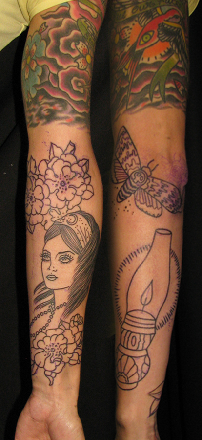 sleeve tattoos with roses. Adding to Karen#39;s half sleeve,