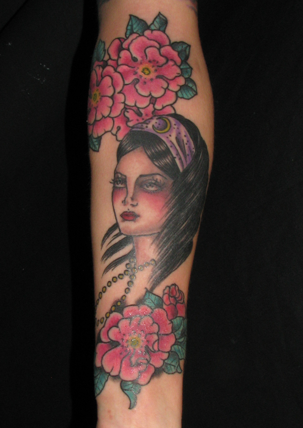  roses sleeve tattoo traditional on November 17 2010 by Sara Purr
