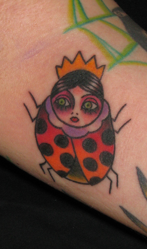  Traditional American Tattoos with tags girly head lady ladybug 