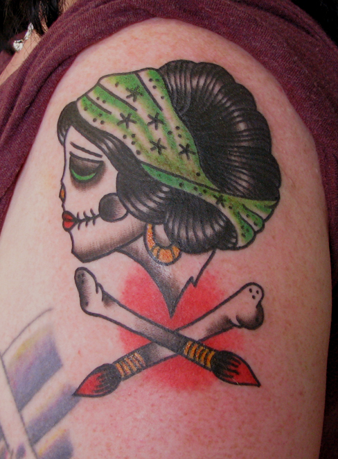  old school skull tattoo traditional on February 8 2011 by Sara Purr