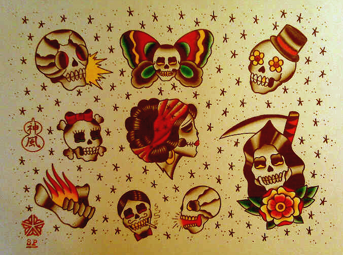 Posted in flash Traditional American Tattoos with tags flash flowers 