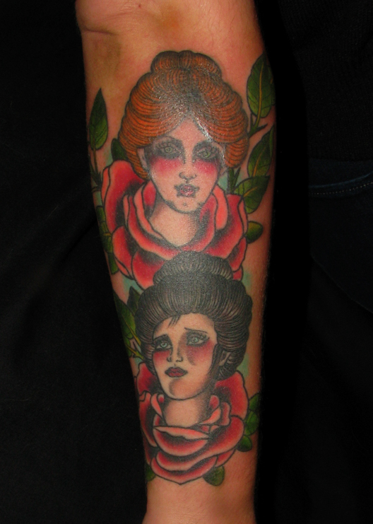  Tattoos with tags flower gibson girl head lady old school rose 