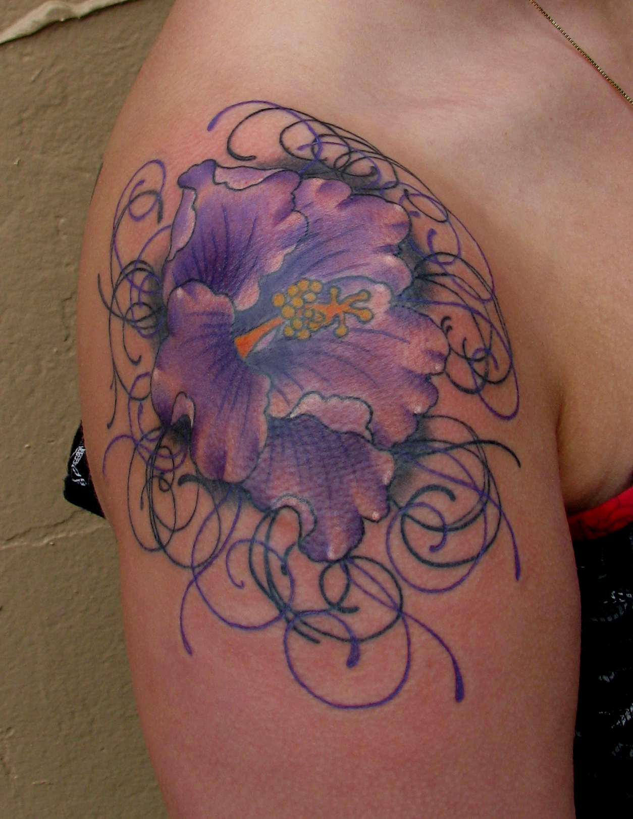 Flower Sleeve Chest Tattoos By